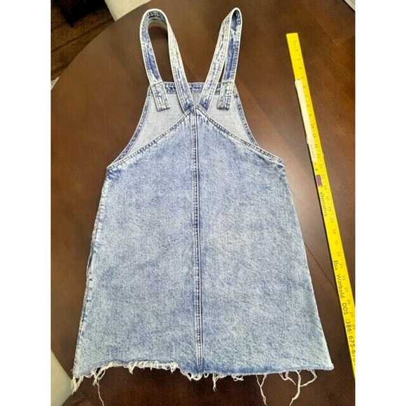 BLANK BYC Denim Jean Acid Wash Overalls MINI Skirt Y2K Jumper Overall SZ 26 S M - Picture 4 of 6